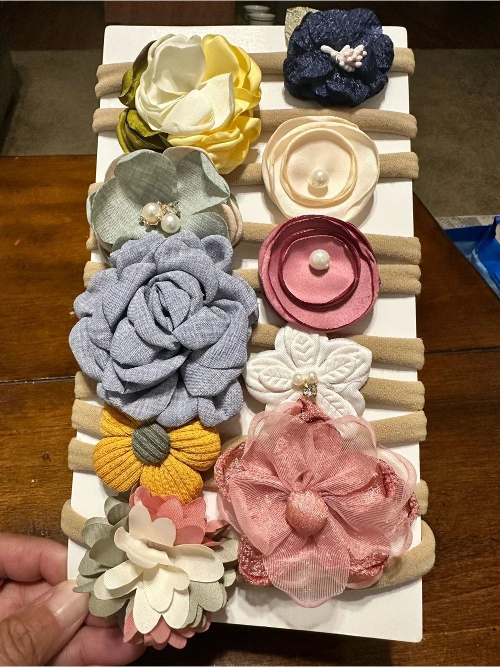 Assorted Floral Baby Headband Set - Pink, Cream, Yellow, Blue, Green